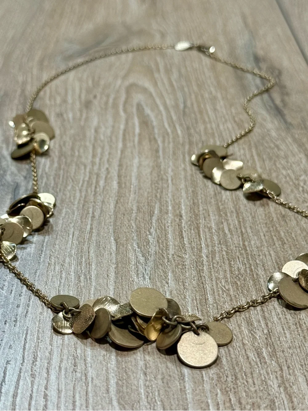 Lydell Gold Tone Disc Fringe Necklace 32” Layered Statement Necklace